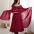 Maroon heavy pure mal chanderi anarkali gown set with mirror lace dupatta & pants