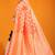 Peach banarasi silk blend saree with rich gold zari weaving & brocade pallu
