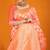 Peach banarasi silk blend saree with rich gold zari weaving & brocade pallu