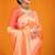 Peach banarasi silk blend saree with rich gold zari weaving & brocade pallu