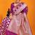 Purple banarasi silk blend saree with rich gold zari weaving & brocade pallu