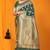 Bottle green banarasi silk blend saree with zari floral weaving & rich pallu
