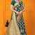 Bottle green banarasi silk blend saree with zari floral weaving & rich pallu