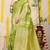 Lime green banarasi silk blend saree with zari floral weaving & rich pallu