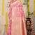 Baby pink banarasi silk blend saree with zari floral weaving & rich pallu