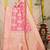 Baby pink banarasi silk blend saree with zari floral weaving & rich pallu