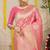 Baby pink banarasi silk blend saree with zari floral weaving & rich pallu