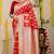 Red banarasi silk blend saree with zari floral weaving & rich pallu