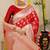 Red banarasi silk blend saree with zari floral weaving & rich pallu