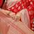 Red banarasi silk blend saree with zari floral weaving & rich pallu