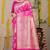 Rani pink banarasi silk blend saree with zari floral weaving & rich pallu