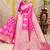Rani pink banarasi silk blend saree with zari floral weaving & rich pallu