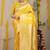 Yellow banarasi silk blend saree with zari floral weaving & rich pallu