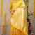 Yellow banarasi silk blend saree with zari floral weaving & rich pallu