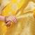 Yellow banarasi silk blend saree with zari floral weaving & rich pallu