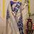 Navy blue banarasi silk blend saree with zari floral weaving & rich pallu