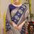 Navy blue banarasi silk blend saree with zari floral weaving & rich pallu
