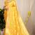 Mustard yellow banarasi silk blend saree with rich gold zari floral weaving