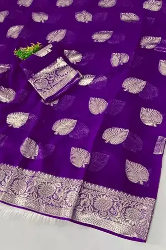 Purple Color zari Weaving Work Jaquard Saree