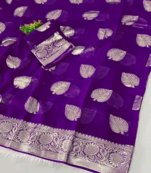 Purple Color zari Weaving Work Jaquard Saree