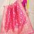 Rani pink banarasi silk blend saree with rich gold zari floral weaving