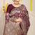 Wine banarasi silk blend saree with rich gold zari floral weaving