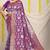 Purple banarasi silk blend saree with rich gold zari floral weaving