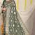 Bottle green banarasi silk blend saree with rich gold zari floral weaving