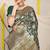 Bottle green banarasi silk blend saree with rich gold zari floral weaving