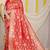 Red banarasi silk blend saree with rich gold zari floral weaving