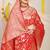 Red banarasi silk blend saree with rich gold zari floral weaving