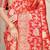 Red banarasi silk blend saree with rich gold zari floral weaving