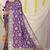 Violet banarasi silk blend saree with rich gold zari floral weaving