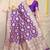 Violet banarasi silk blend saree with rich gold zari floral weaving