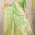 Light green banarasi silk blend saree with rich gold zari floral weaving
