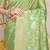 Light green banarasi silk blend saree with rich gold zari floral weaving