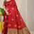 Crimson red banarasi silk blend saree with gold leaf buttis & woven border