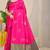 Rani pink banarasi silk blend saree with gold leaf buttis & woven border