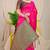 Rani pink banarasi silk blend saree with gold leaf buttis & woven border