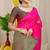 Rani pink banarasi silk blend saree with gold leaf buttis & woven border