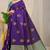 Dark violet banarasi silk blend saree with gold leaf buttis & woven border