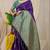 Dark violet banarasi silk blend saree with gold leaf buttis & woven border
