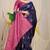 Navy blue banarasi silk blend saree with gold leaf buttis & woven border