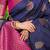 Navy blue banarasi silk blend saree with gold leaf buttis & woven border