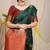 Bottle green banarasi silk blend saree with gold leaf buttis & woven border
