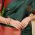 Bottle green banarasi silk blend saree with gold leaf buttis & woven border
