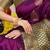 Wine banarasi silk blend saree with gold leaf buttis & woven border