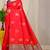 Red banarasi silk blend saree with gold leaf buttis & woven border