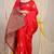 Red banarasi silk blend saree with gold leaf buttis & woven border