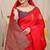 Red banarasi silk blend saree with gold leaf buttis & woven border